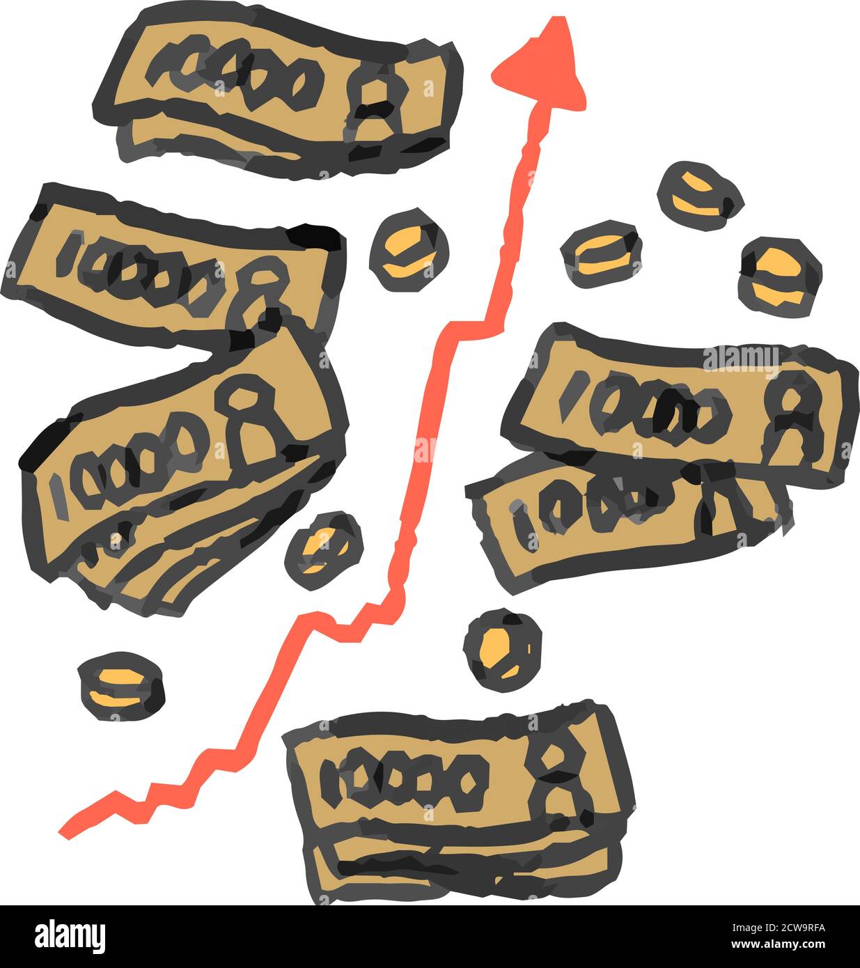 This is a illustration of Illustration showing a stock price surge set