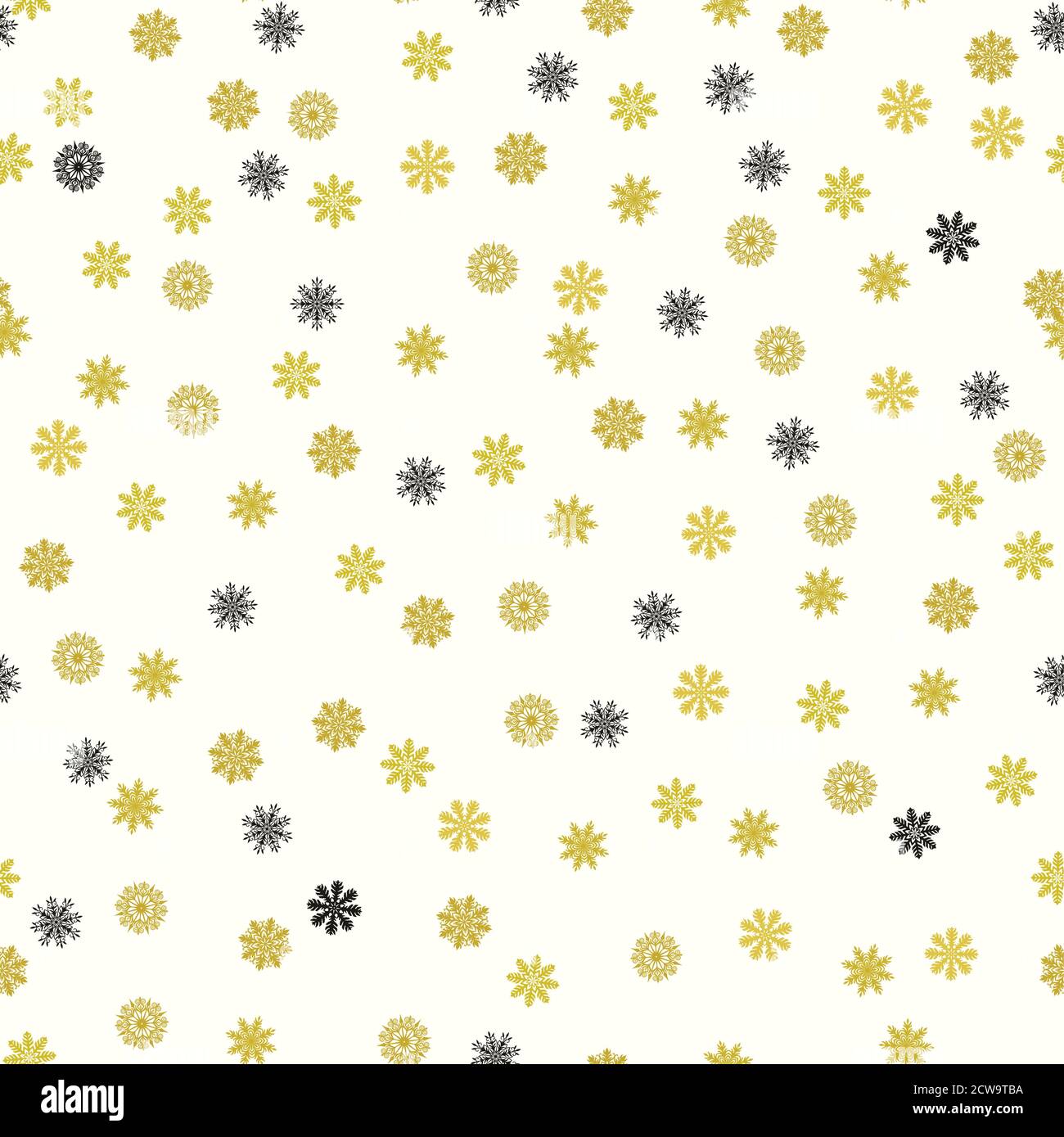 Seamless pattern with cute golden original snowflakes.  Stock Vector