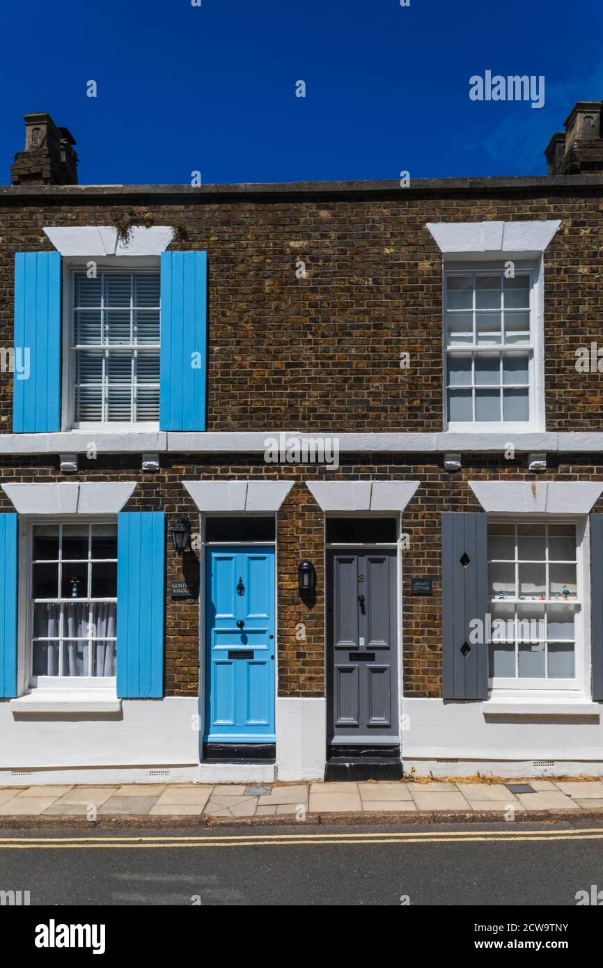 England, Kent, Deal, Colourful Doorway and Shuttered Windows Stock Photo
