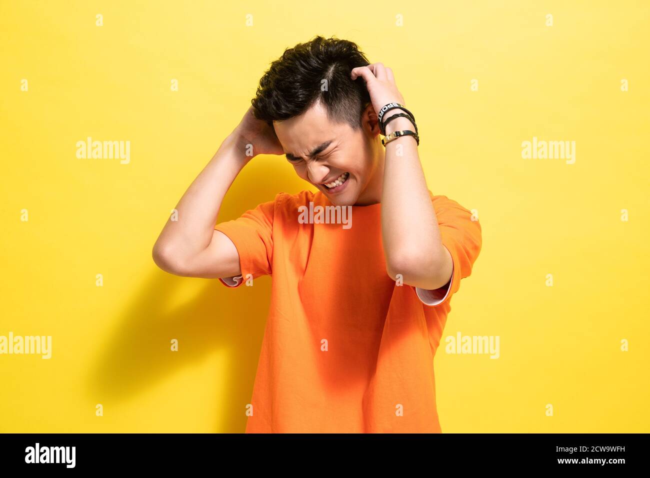 Headache of young men Stock Photo