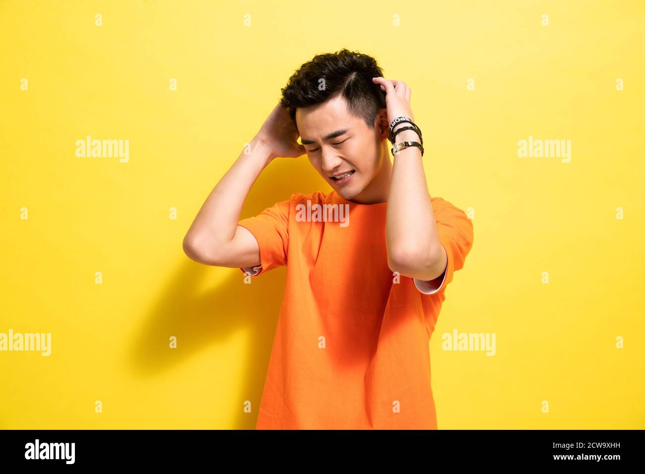 Headache of young men Stock Photo