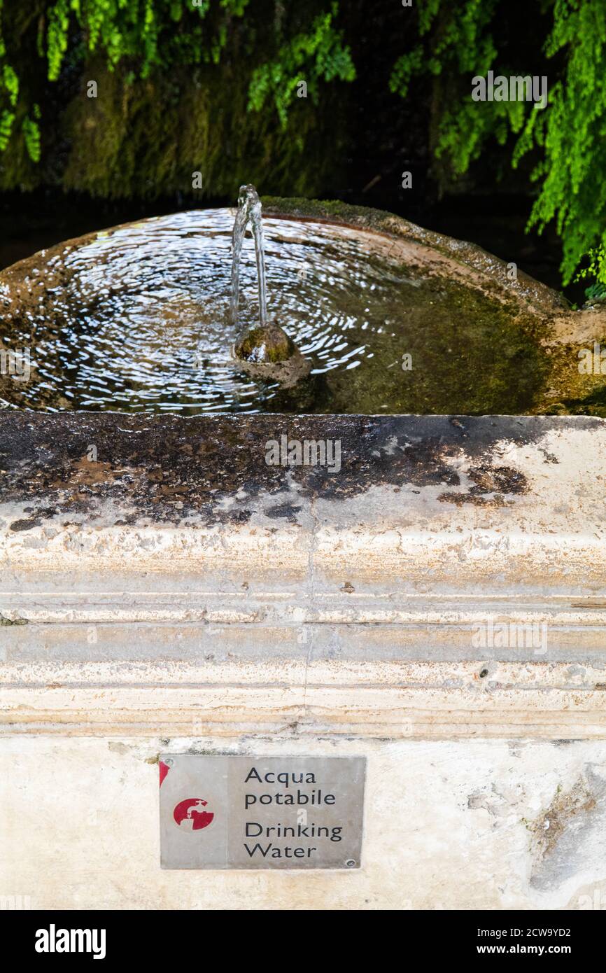 Drinking water fountain in Villa D'Este in Lazio Italy Stock Photo