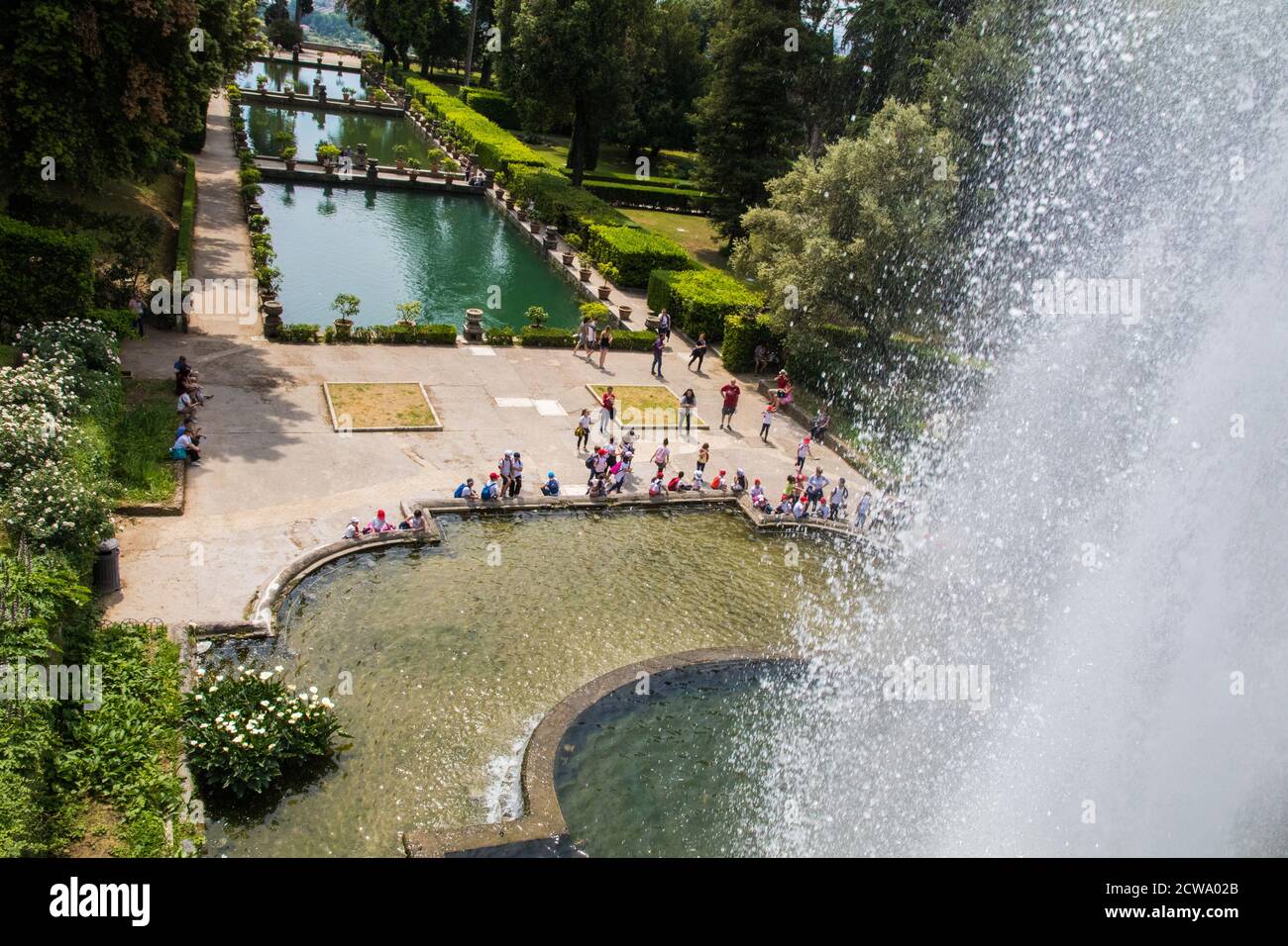 Fountain and gardens at Villa D'Este Lazio Italy Stock Photo