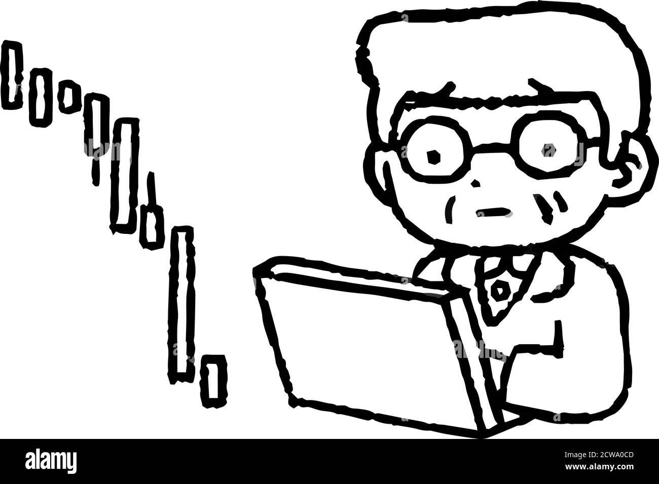 This is a illustration of Monochrome Old man losing money on investment Stock Vector