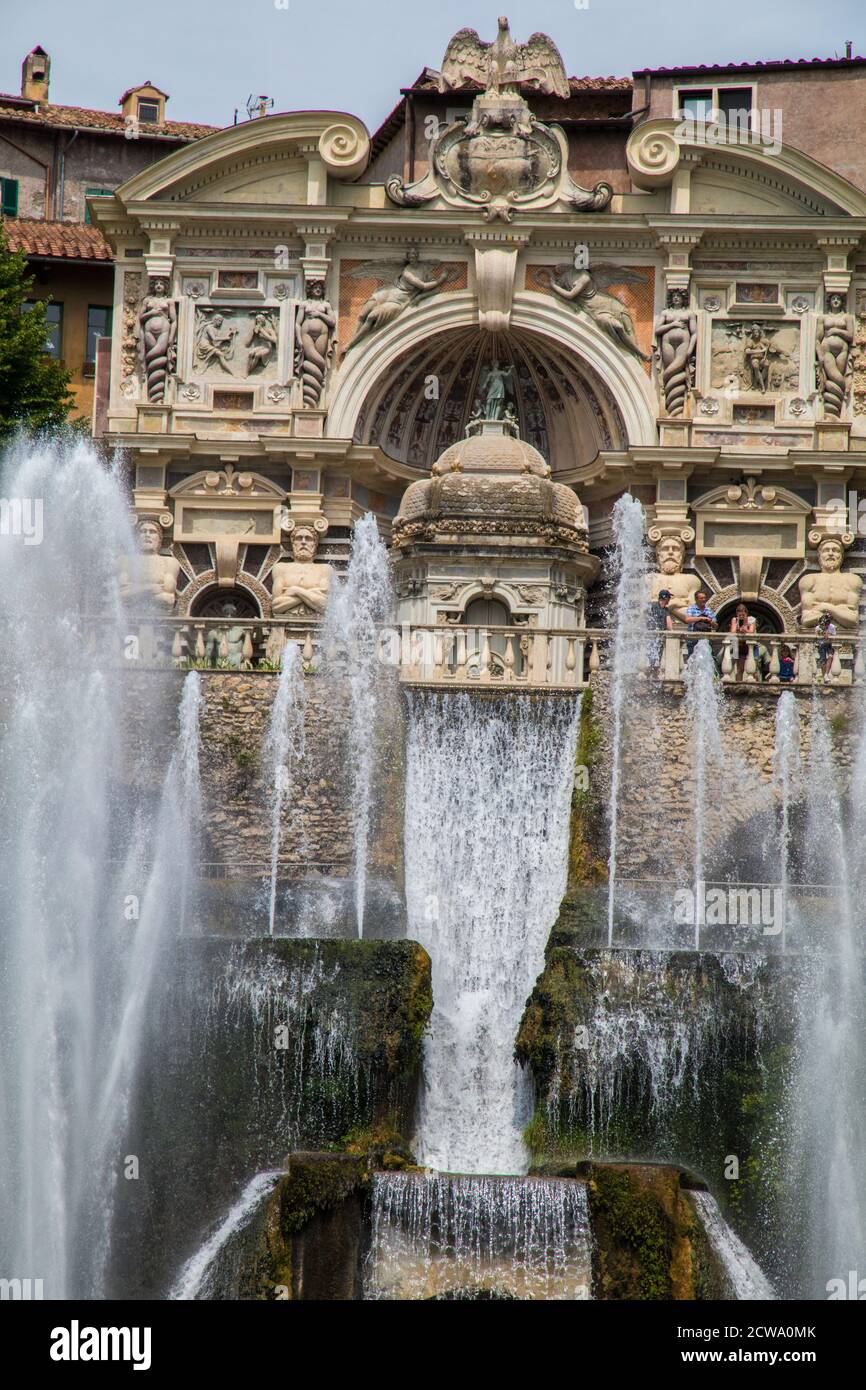 Fountain of Neptune at Villa D'Este in Lazio Italy Stock Photo