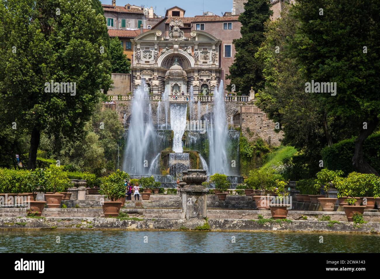 Fountain of Neptune at Villa D'Este in Lazio Italy Stock Photo