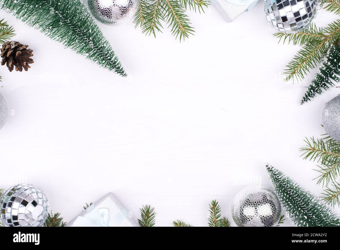 Frame of Christmas decorations on a white , CopySpace, New  Year 2021 Stock Photo - Alamy