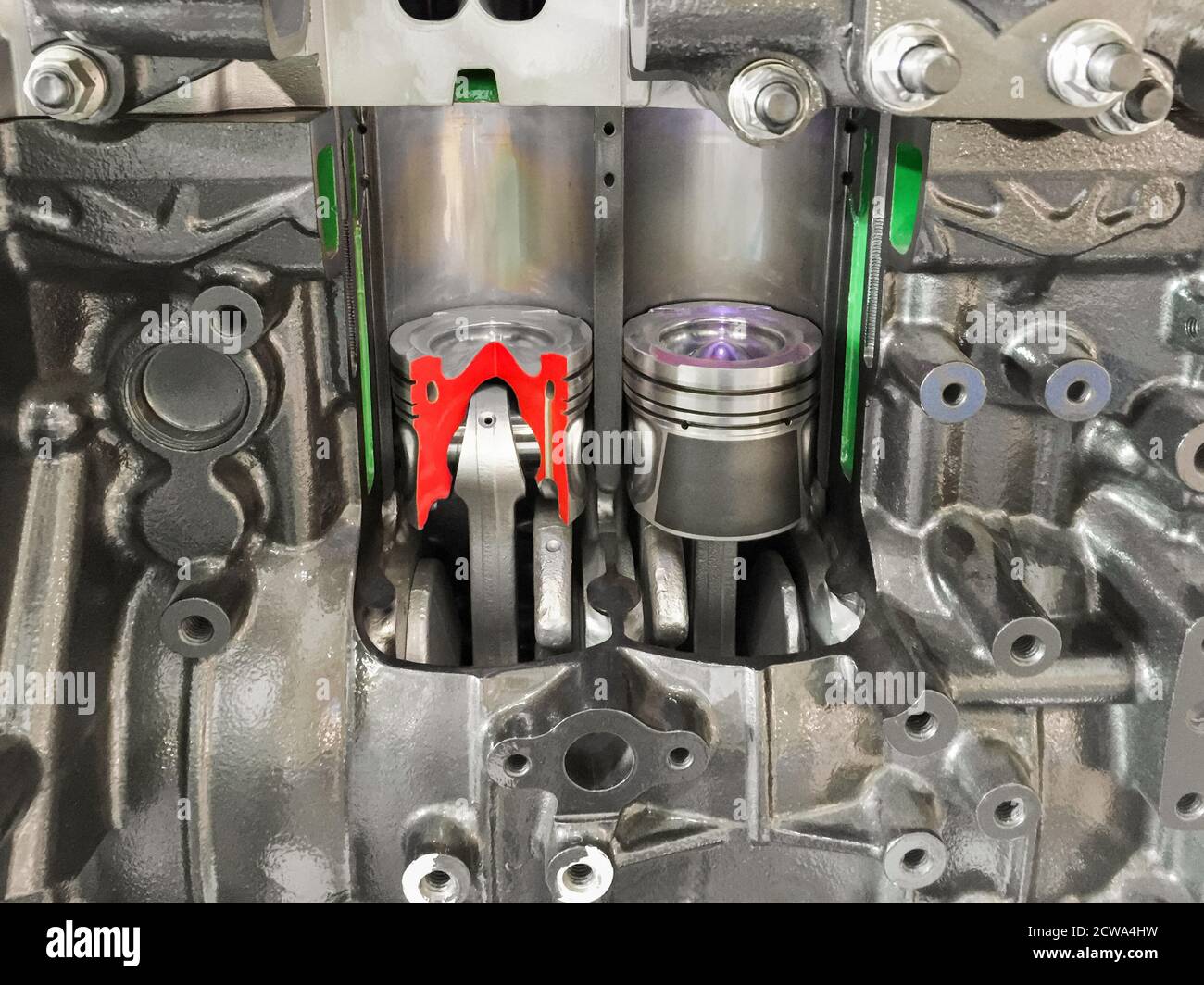 Diesel Engine piston cross section , , display inside materials Stock