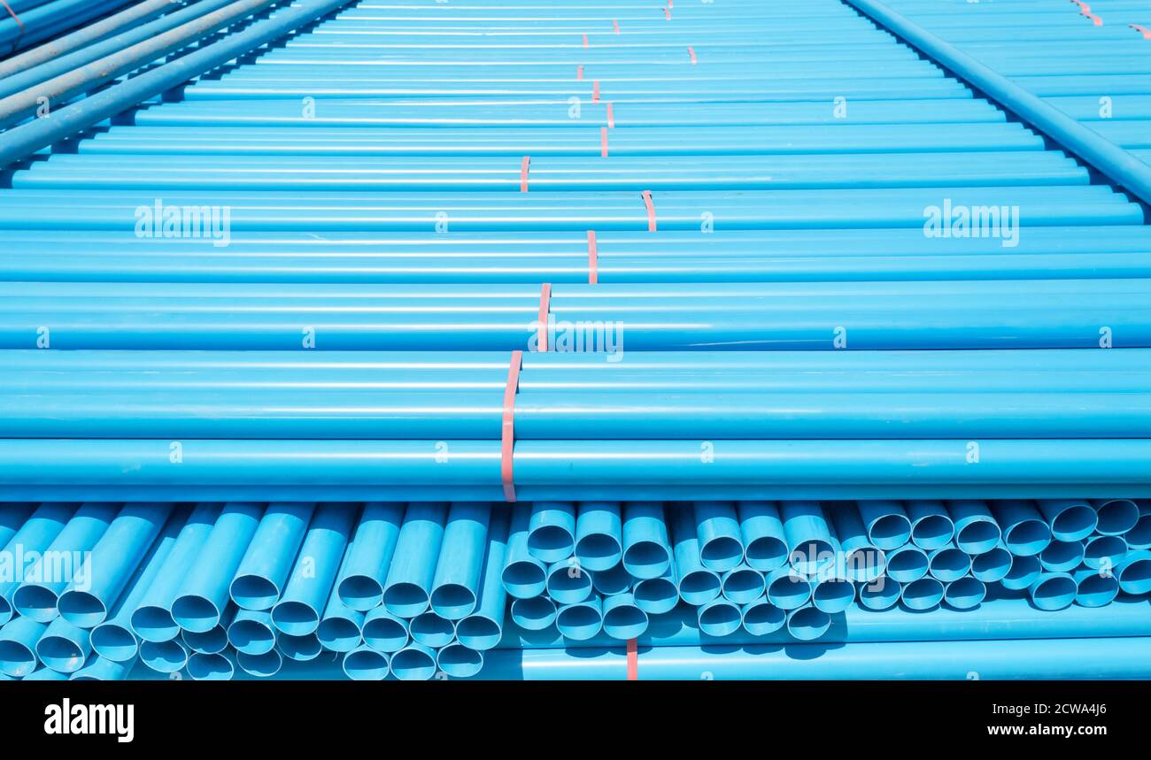 Pvc Pipes Stacked In Warehouse Stock Photo Alamy