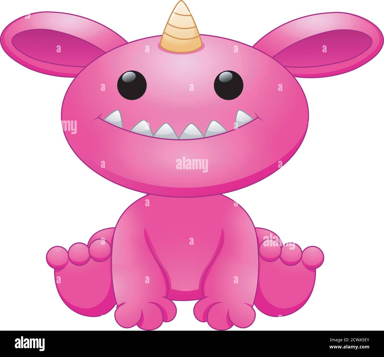 Vector illustration of Cute pink monster cartoon Stock Vector
