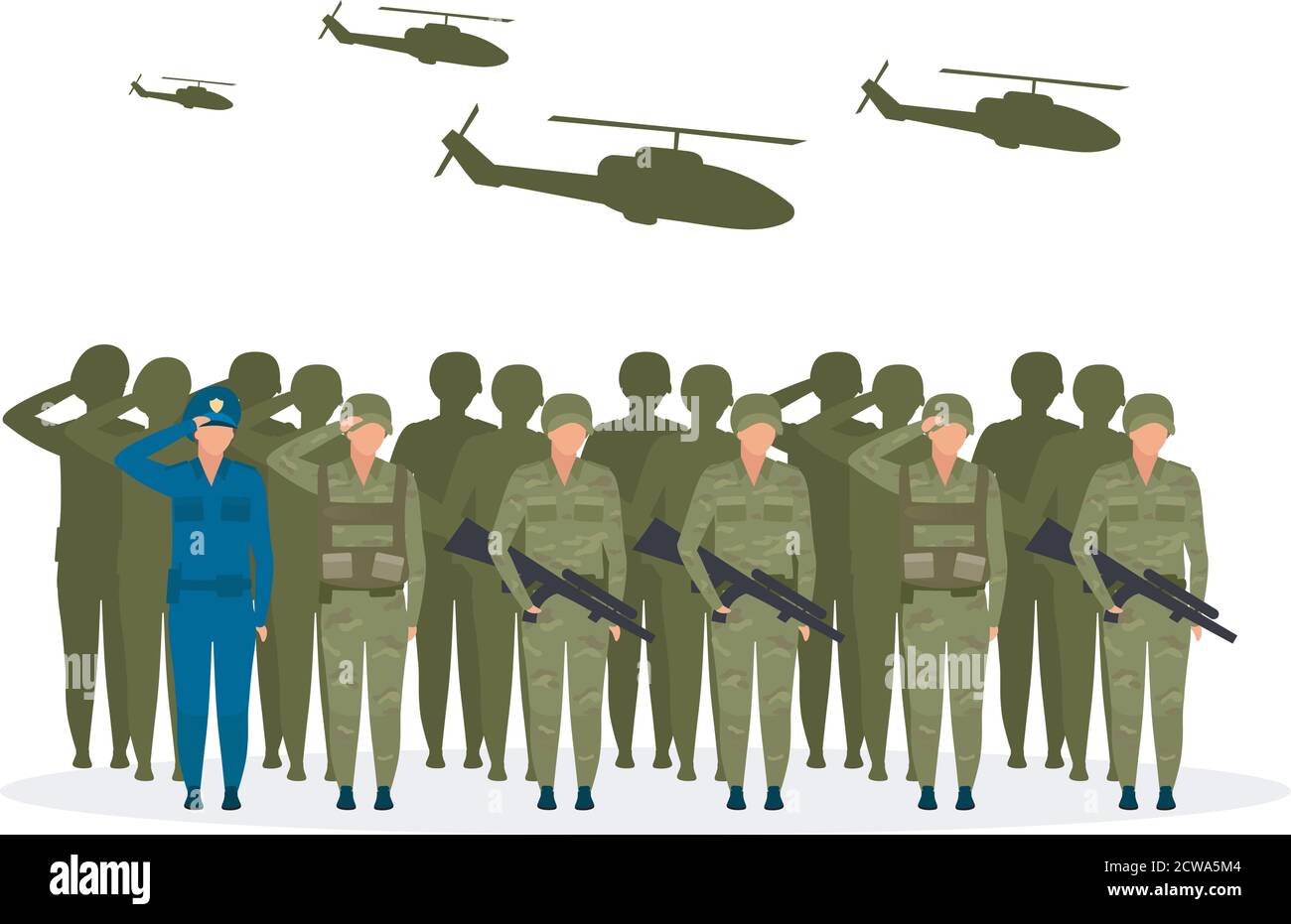 Military regime flat vector illustration Stock Vector