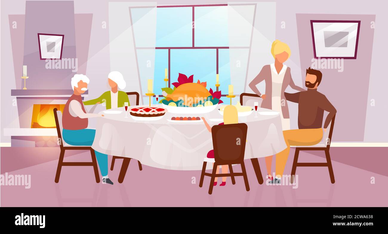 Thanksgiving day flat vector illustration Stock Vector Image & Art - Alamy