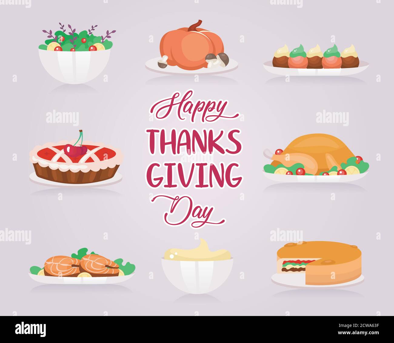 Happy Thanksgiving flat greeting card vector template Stock Vector