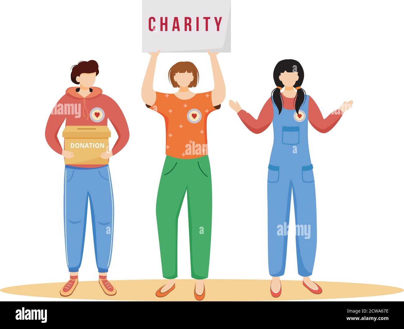 Volunteers collecting donations flat vector illustration Stock Vector ...