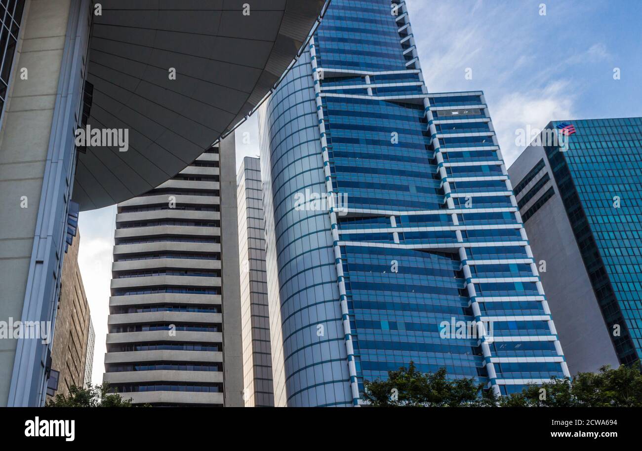 part of modern building and blue glass skyscapers in Singapore Stock ...