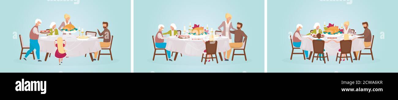 Thanksgiving day flat vector illustration set Stock Vector Image & Art ...
