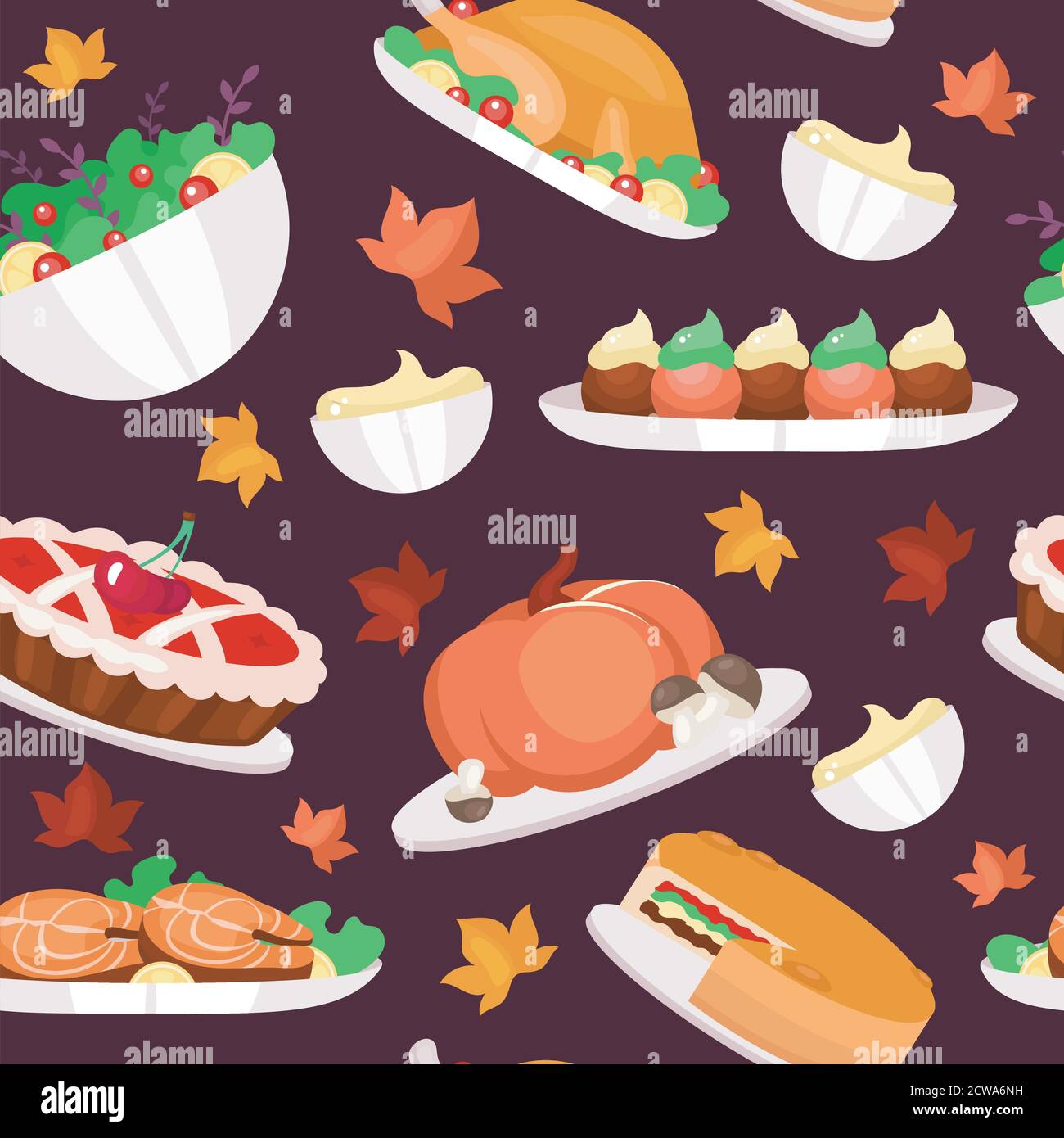 Thanksgiving day flat vector seamless pattern Stock Vector