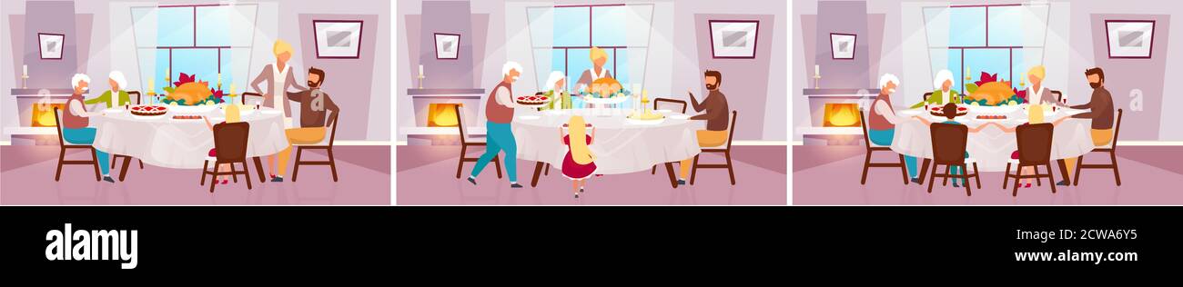 Thanksgiving day flat vector illustration set Stock Vector Image & Art ...