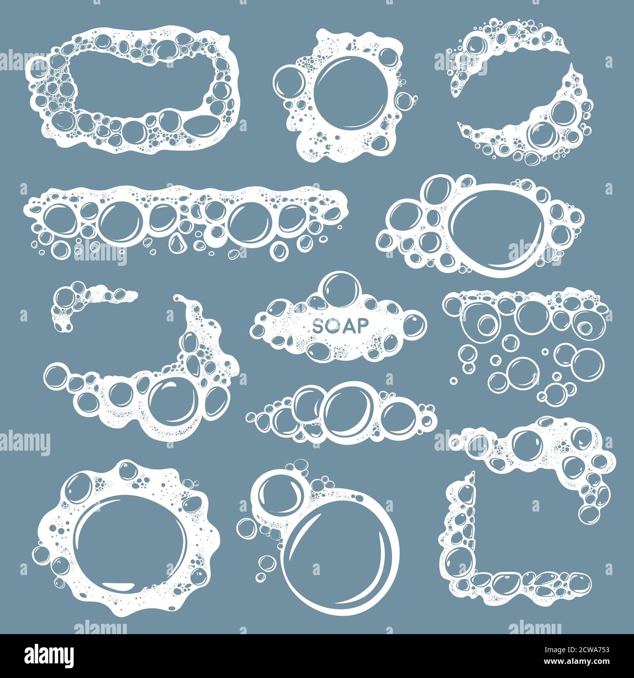 Bubbly foam, soapy water with copy space vector Stock Vector