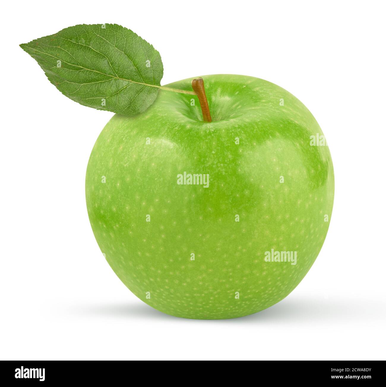 Green apple with leaf Isolated on a white background with clipping path ...
