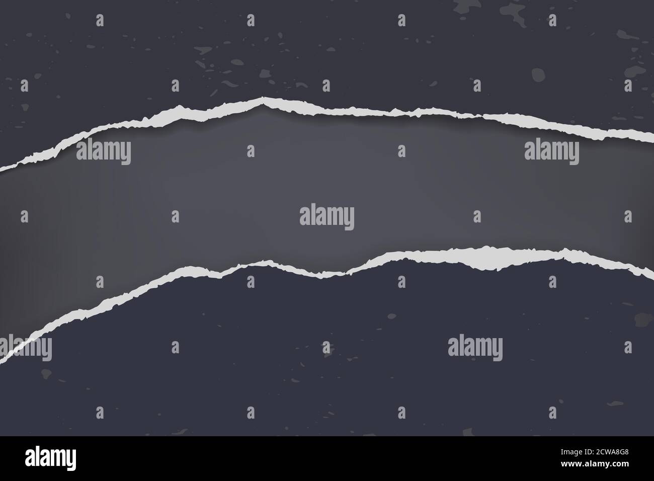 Pieces of torn, ripped black paper with soft shadow are on dark grey ...