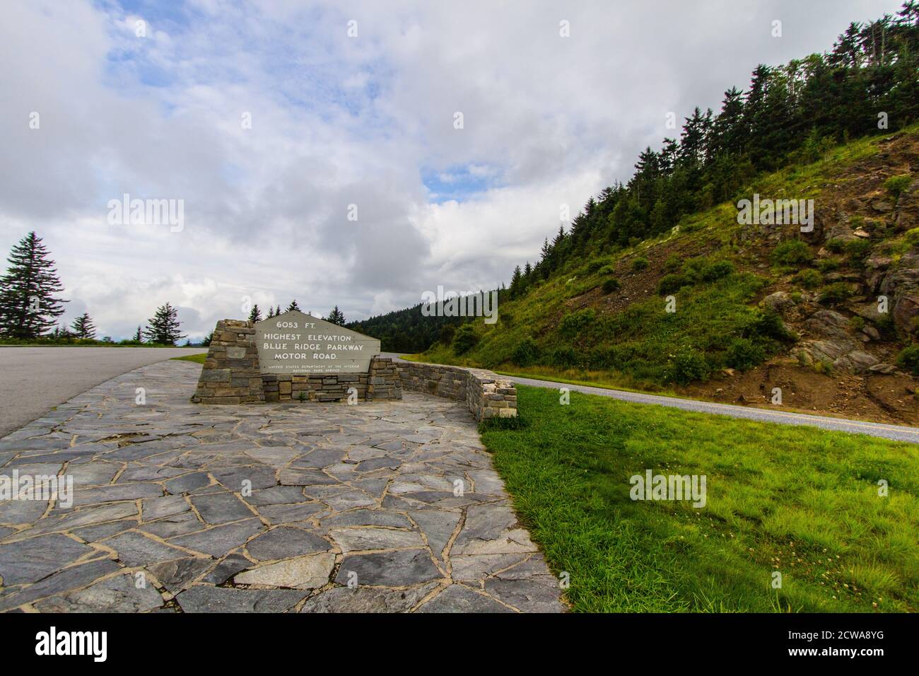 Blue Ridge Parkway Elevation Marker. Plaque for the highest point in