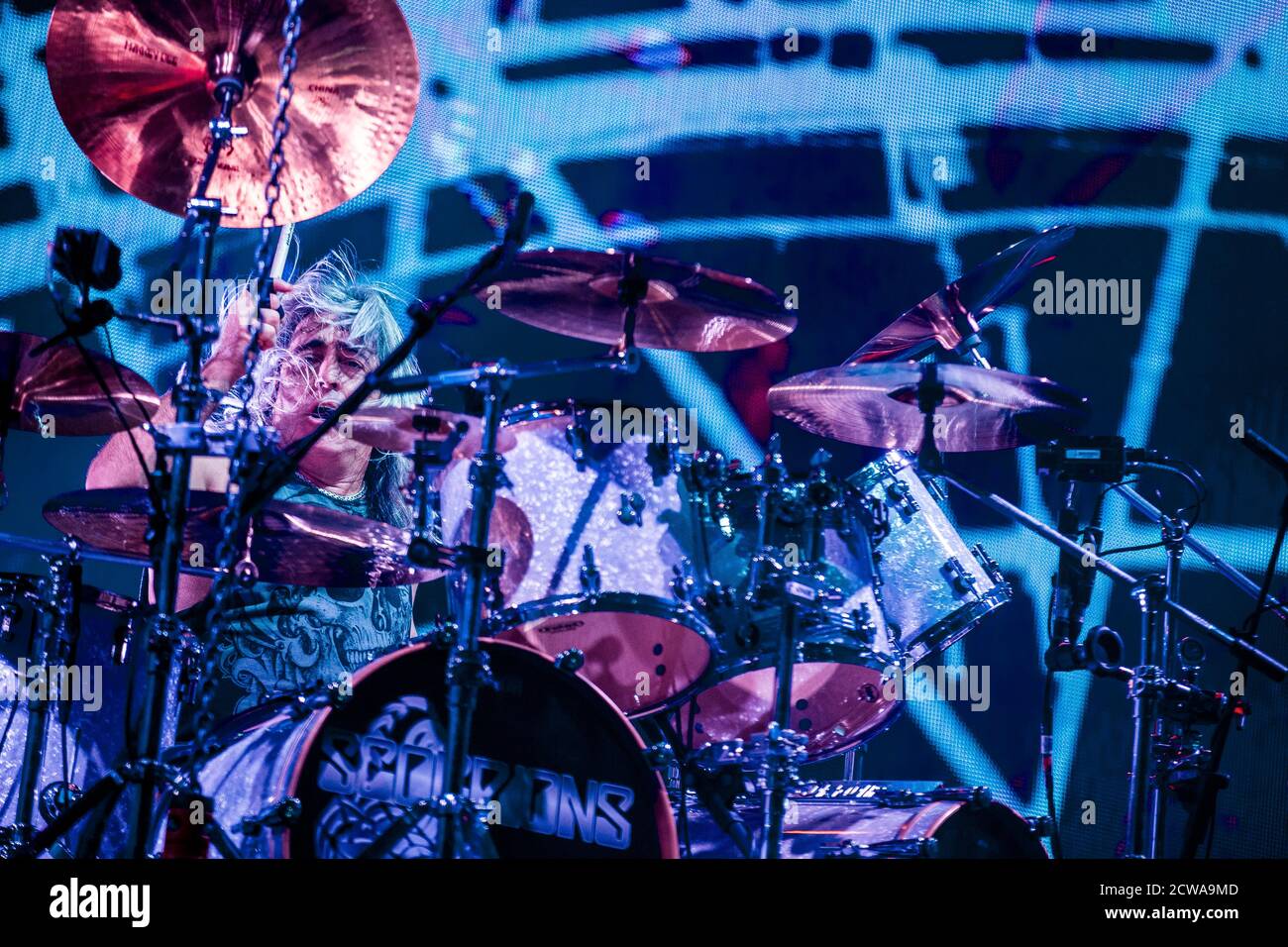 Copenhagen Denmark 29th November 17 The German Rock Band Scorpions Performs A Live Concert At Royal Arena In Copenhagen Here Drummer Mikkey Dee Is Seen Live On Stage Photo Credit Gonzales Photo