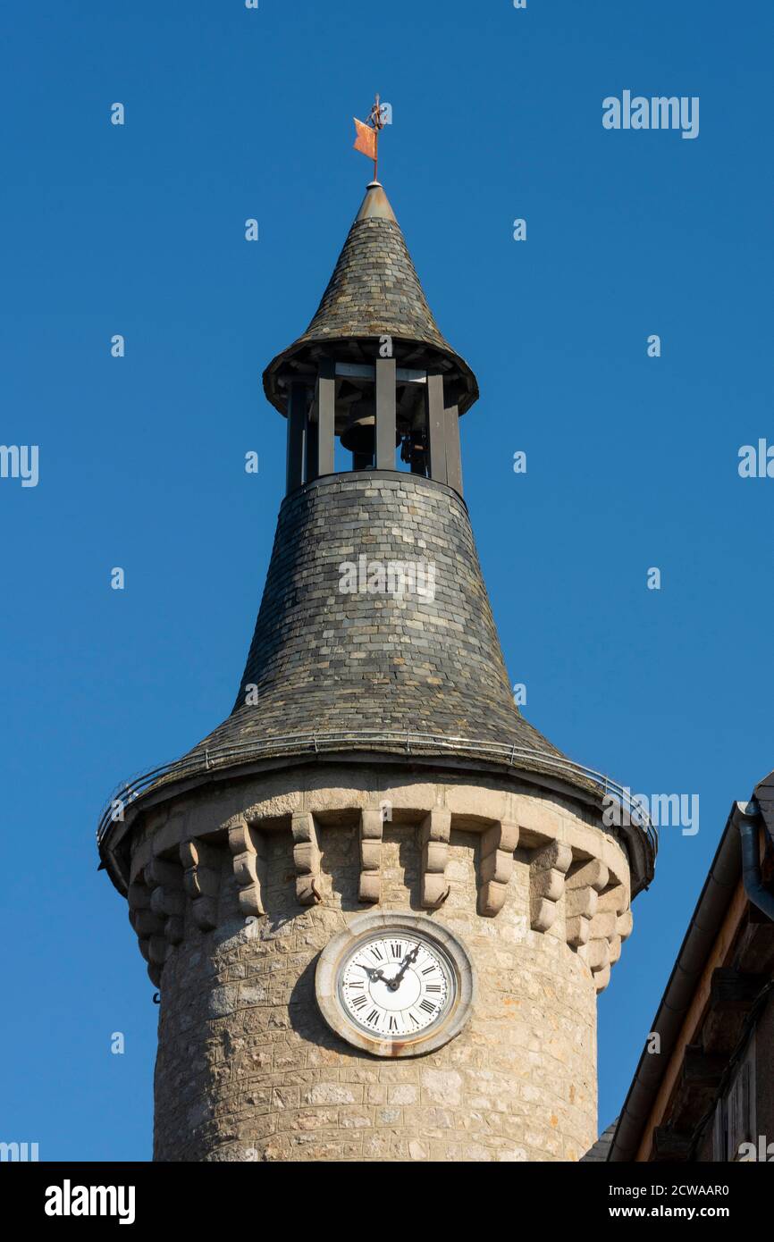 The belfry of Meymac, Correze, Nouvelle Aquitaine, France Stock Photo