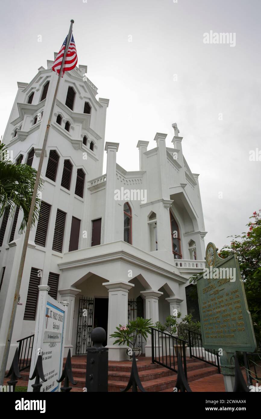 Exterior of the St Paul's Episcopal Church in Key West, Florida Keys, Florida, USA Stock Photo