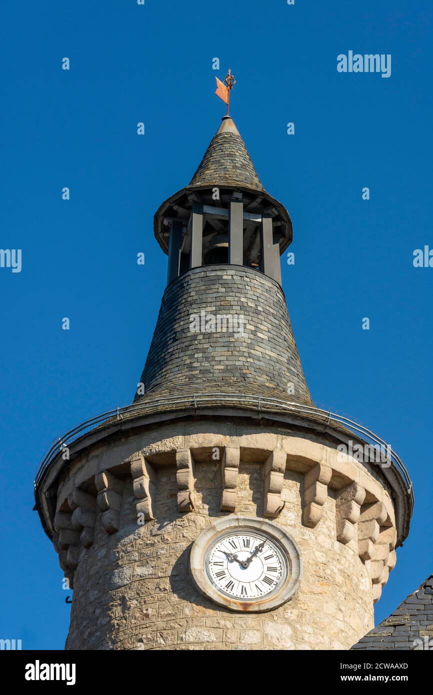 The belfry of Meymac, Correze, Nouvelle Aquitaine, France Stock Photo