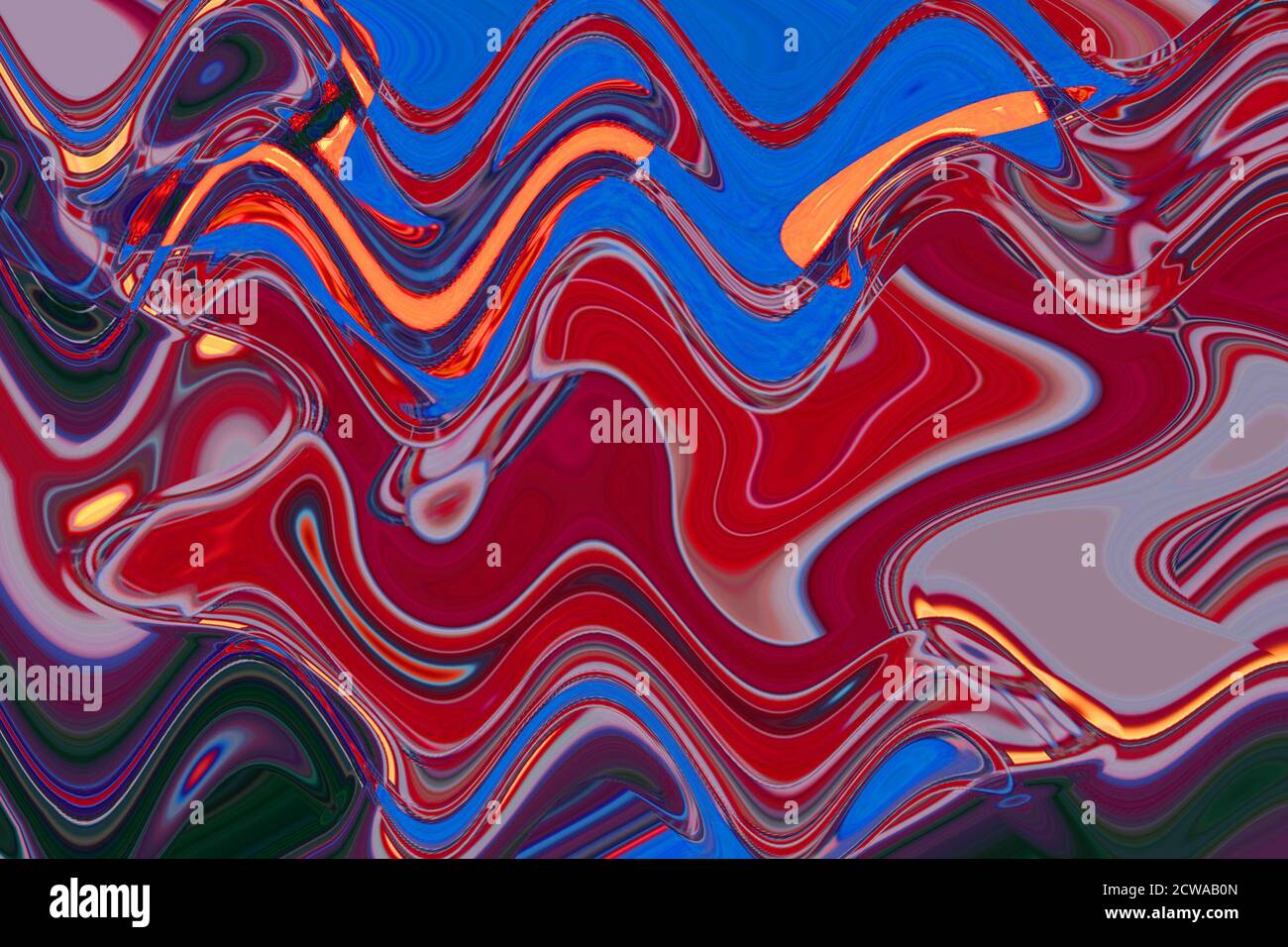 Abstract acrylic paint diffusion. Violet red blue paint waves. Liquid paint surface psychedelic background Stock Photo