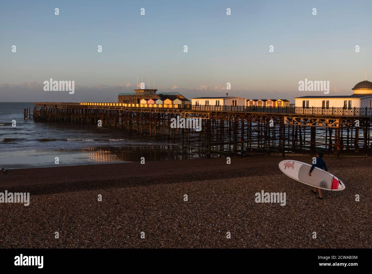 England, East Sussex, Hastings, Hastings Beach and Pier Stock Photo