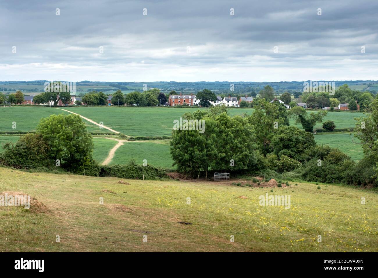 View towards the village of Great Bowden in the South Leicestershire countryside near Market Harborough, England. Stock Photo