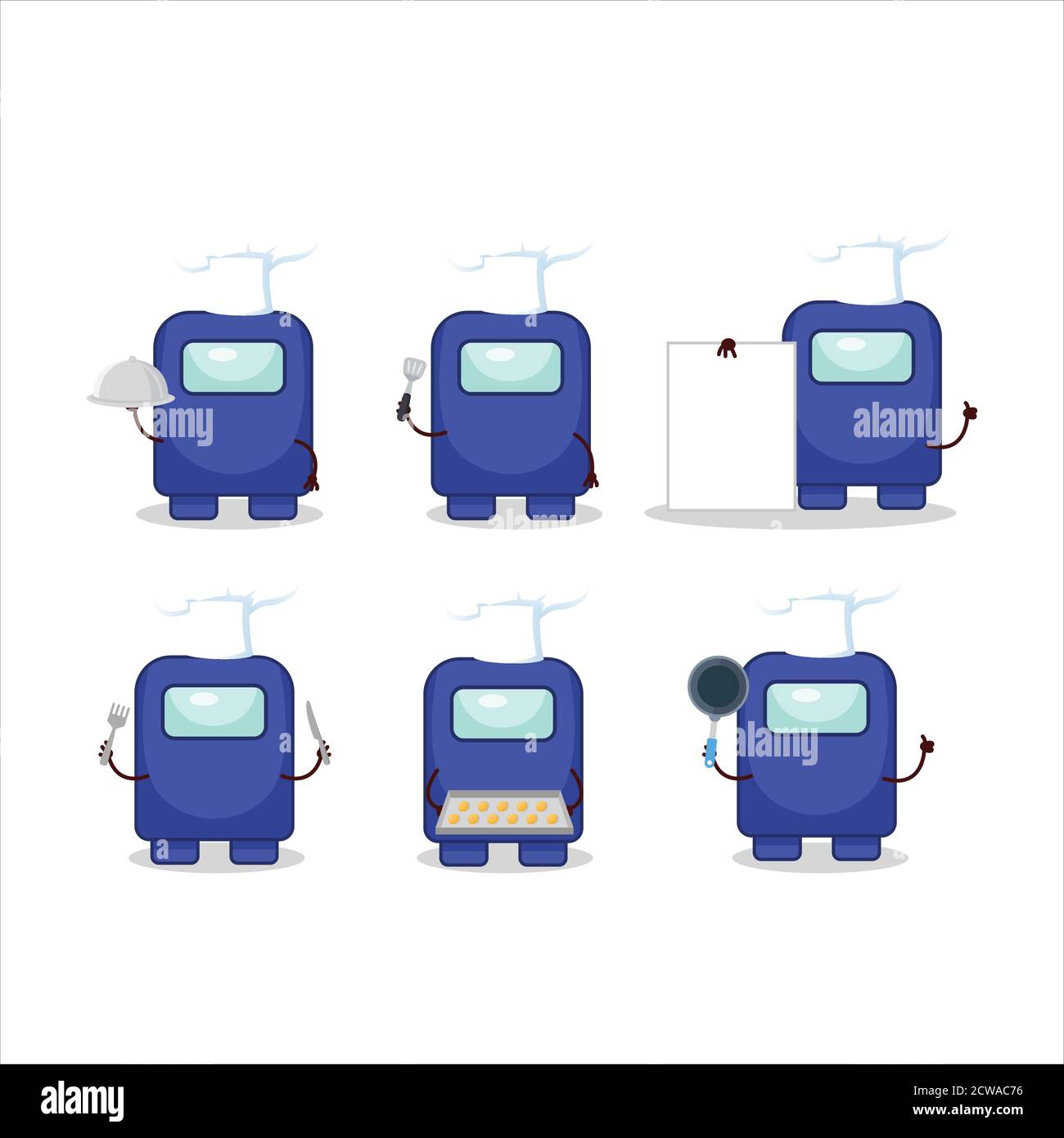Cartoon Character Of Among Us Blue With Various Chef Emoticons Stock Vector Image Art Alamy