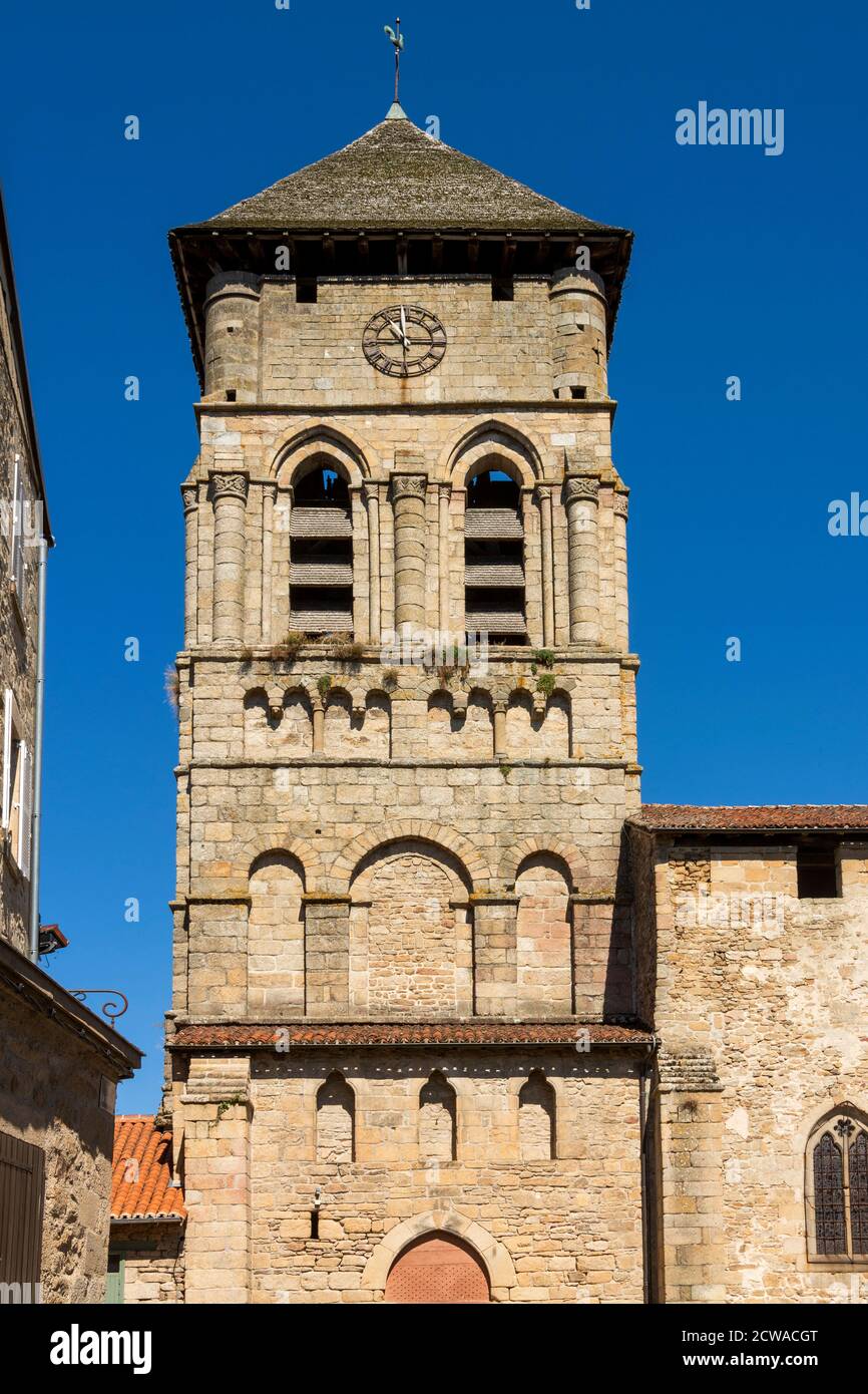 The Collegiale church Saint Etienne , romanesque church, Haute-Vienne, Limousin region, Nouvelle Aquitaine,  France Stock Photo
