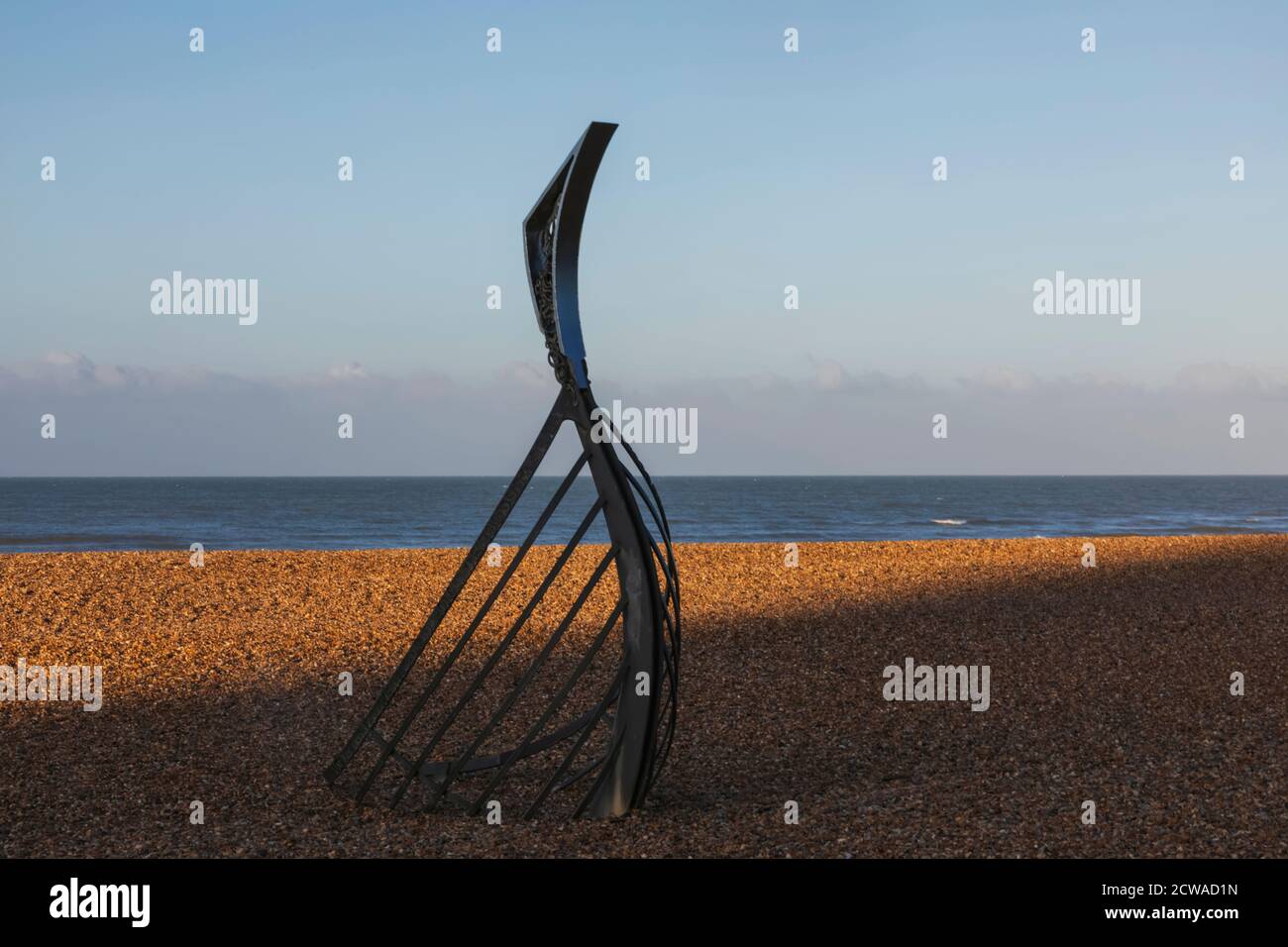 England, East Sussex, Hastings, Hastings Beach, The Norman Longboat Sculpture by Leigh Dyer Stock Photo