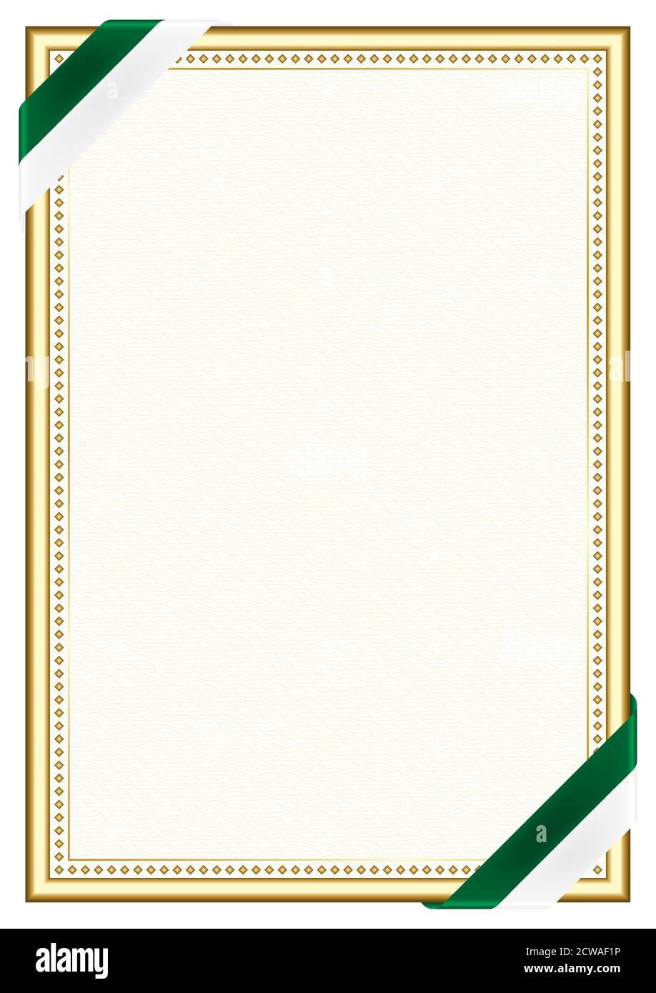 Vertical  frame and border with Algeria flag, template elements for your certificate and diploma. Vector. Stock Vector