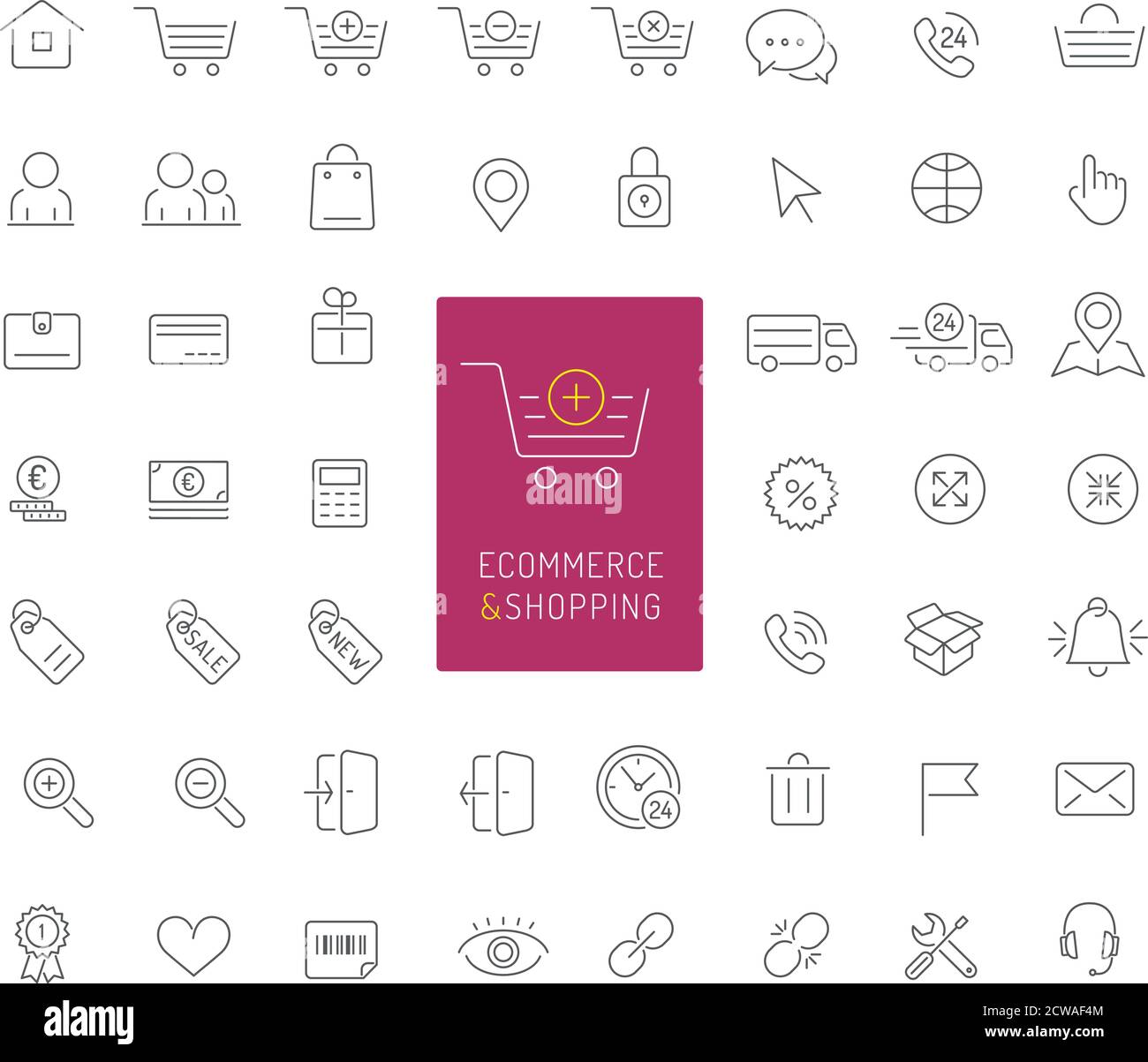 50 ecommerce and shopping thin line icons Stock Vector