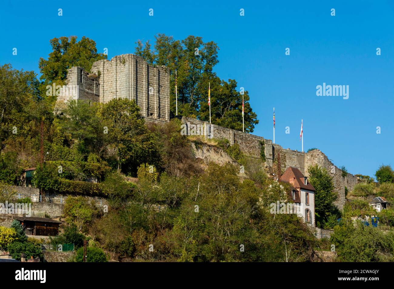Aubusson, ruins of the medieval castle, Creuse department, Nouvelle Aquitaine, France Stock Photo