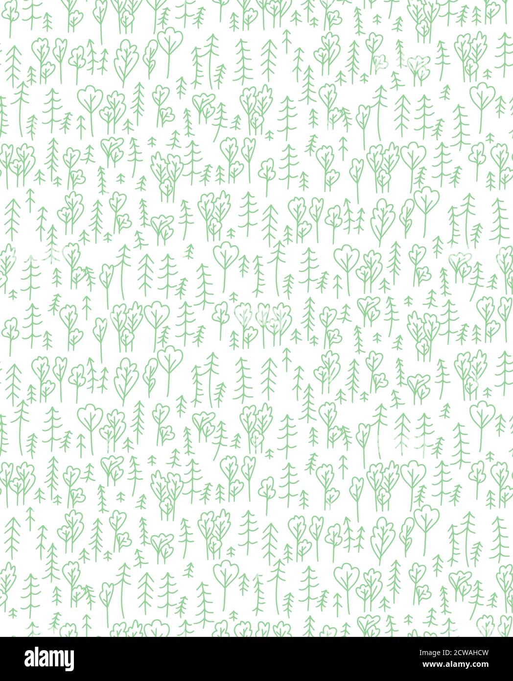 Wild forest in Scandinavian style seamless pattern green on white ...