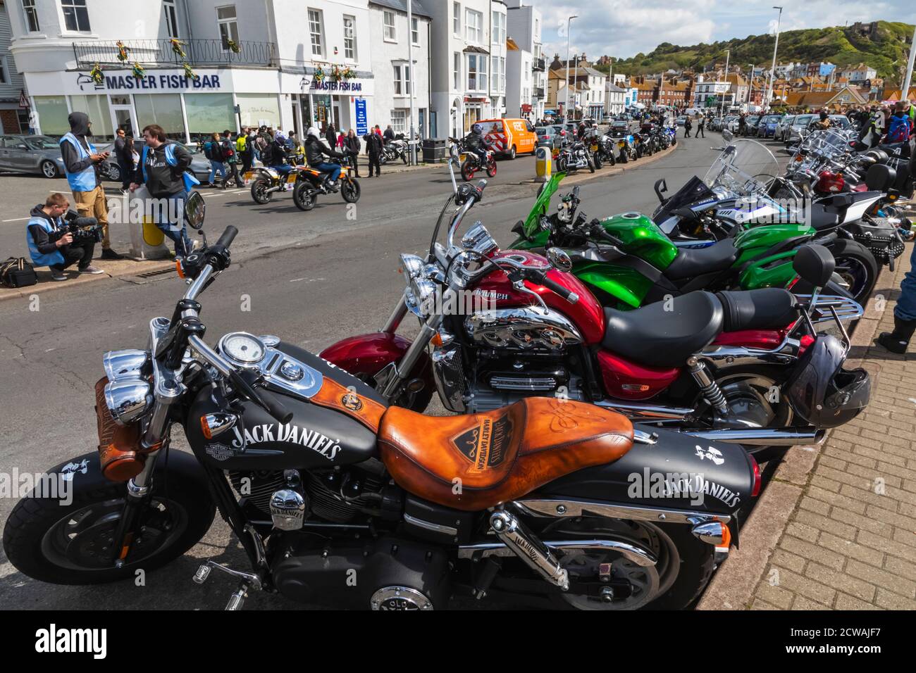 England, East Sussex, Hastings, Hastings Seafront, Motorcycle Rally Stock Photo