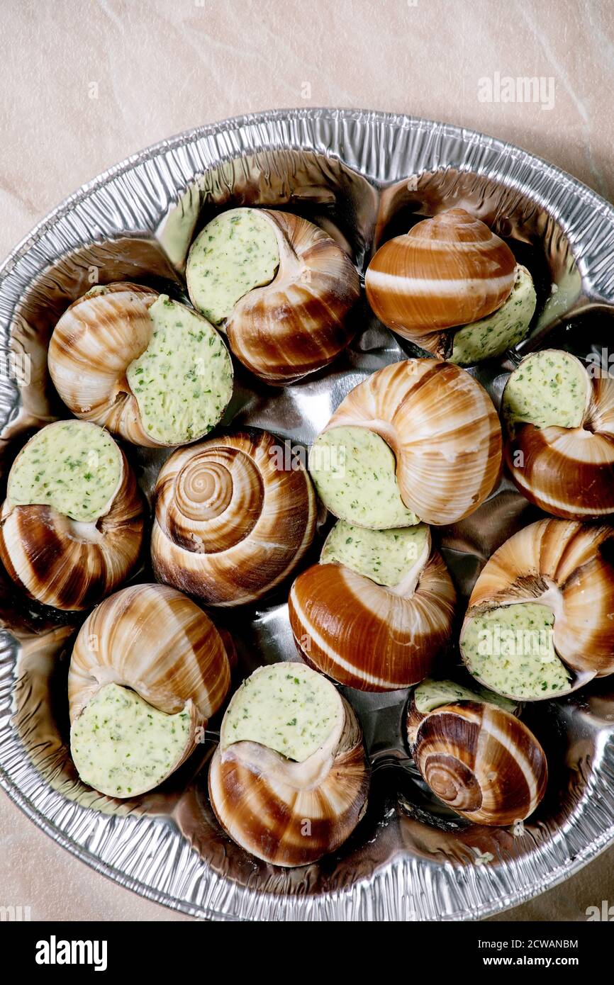 Frozen Uncooked Escargots de Bourgogne Snails with herbs butter