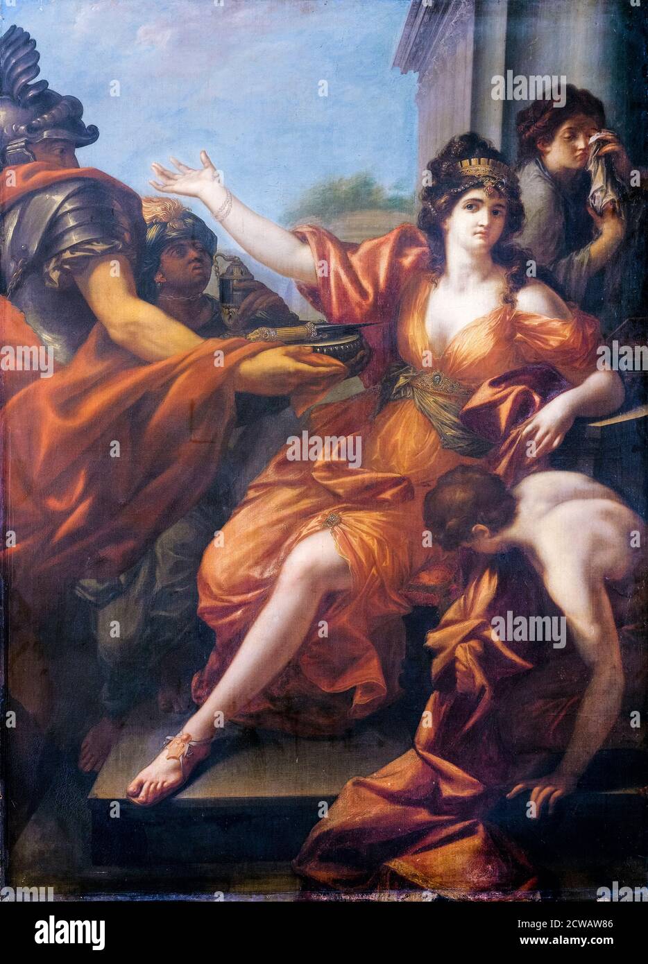 Suicide of Queen Dido, painting by unknown artist, circa 1800 Stock Photo