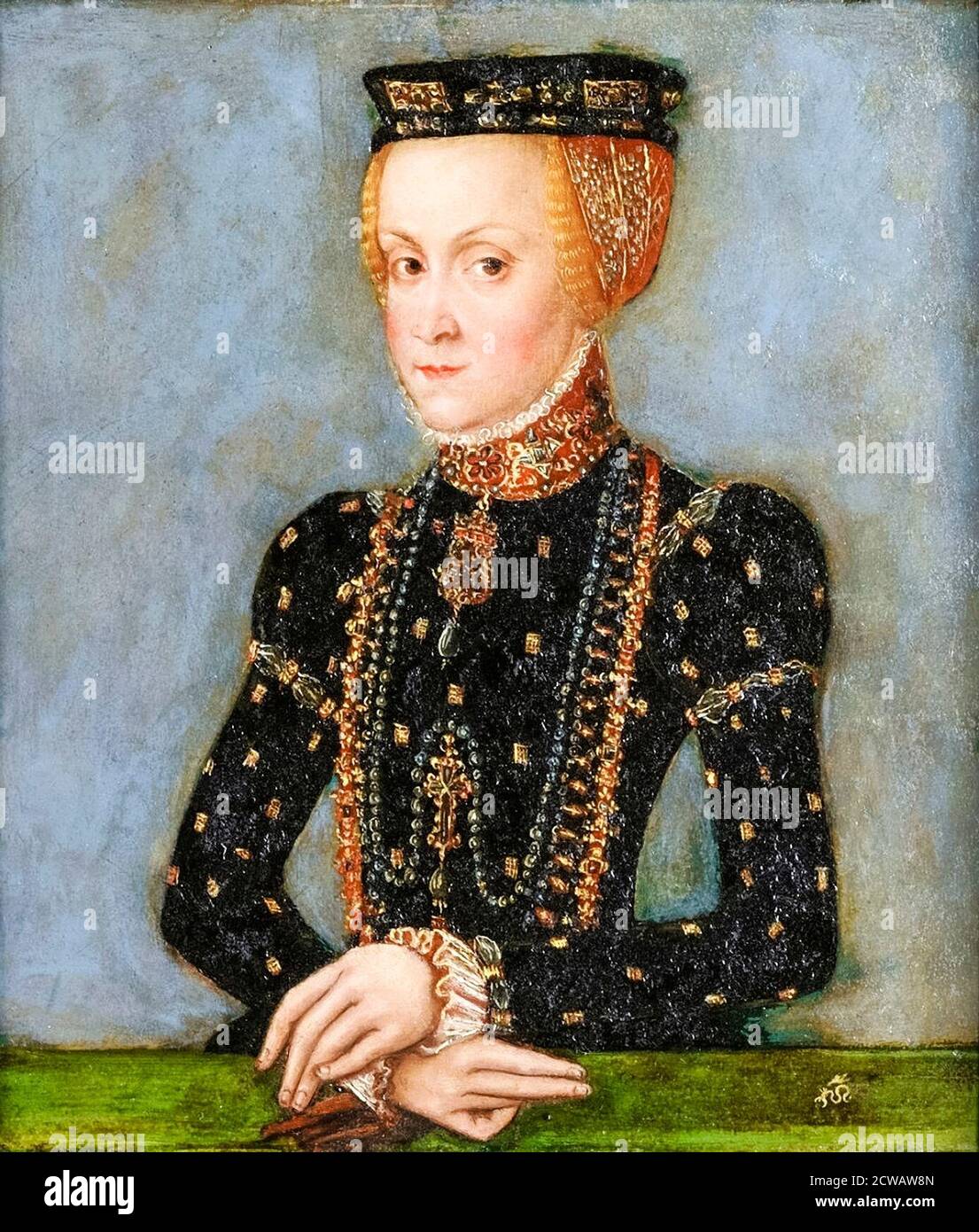 Anna Jagiellon (1523-1596) Queen of Poland, portrait painting by Lucas Cranach the Younger, circa 1553 Stock Photo