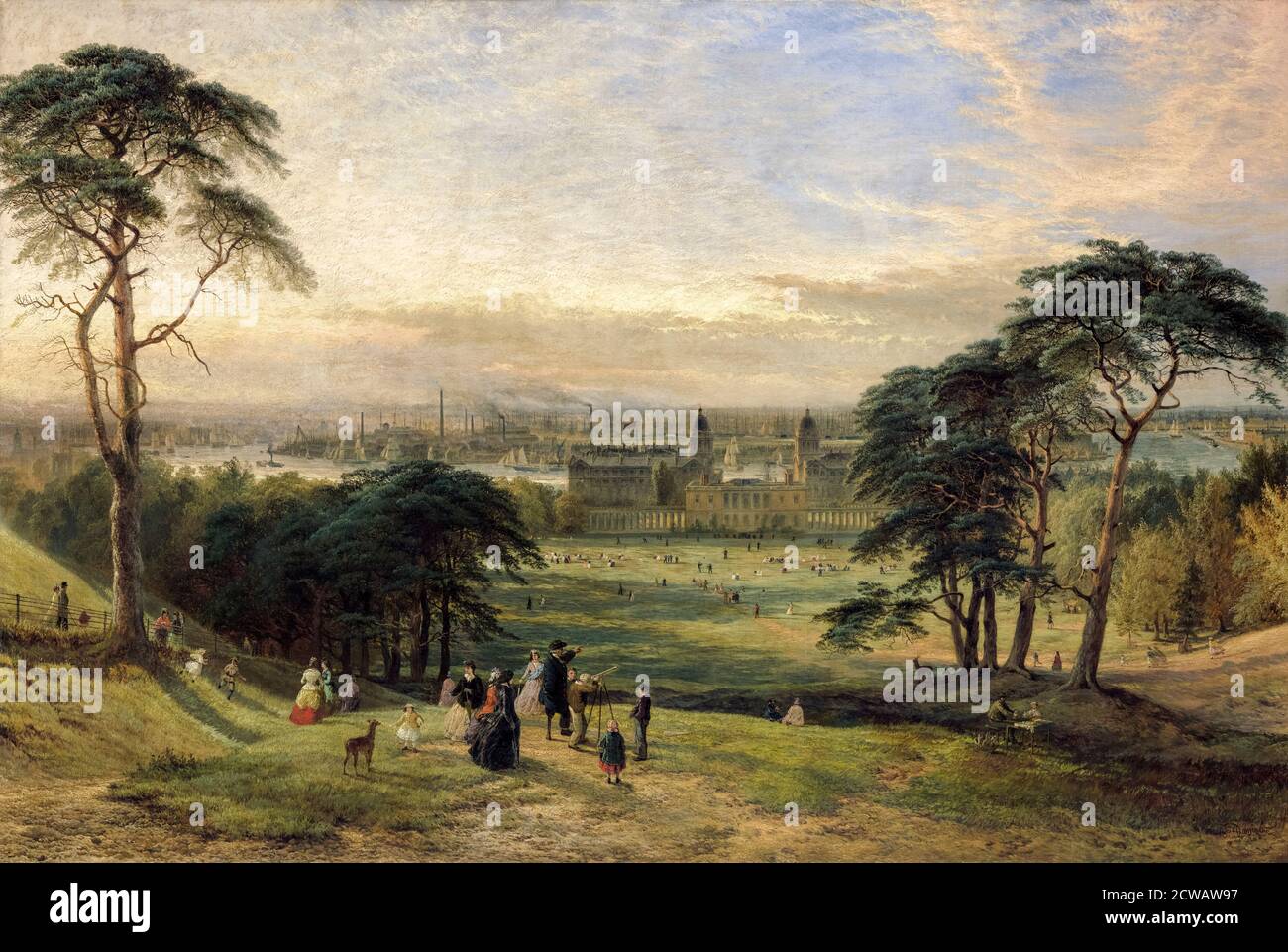 London from Greenwich Hill, landscape painting by Henry Dawson, 1869-1870 Stock Photo