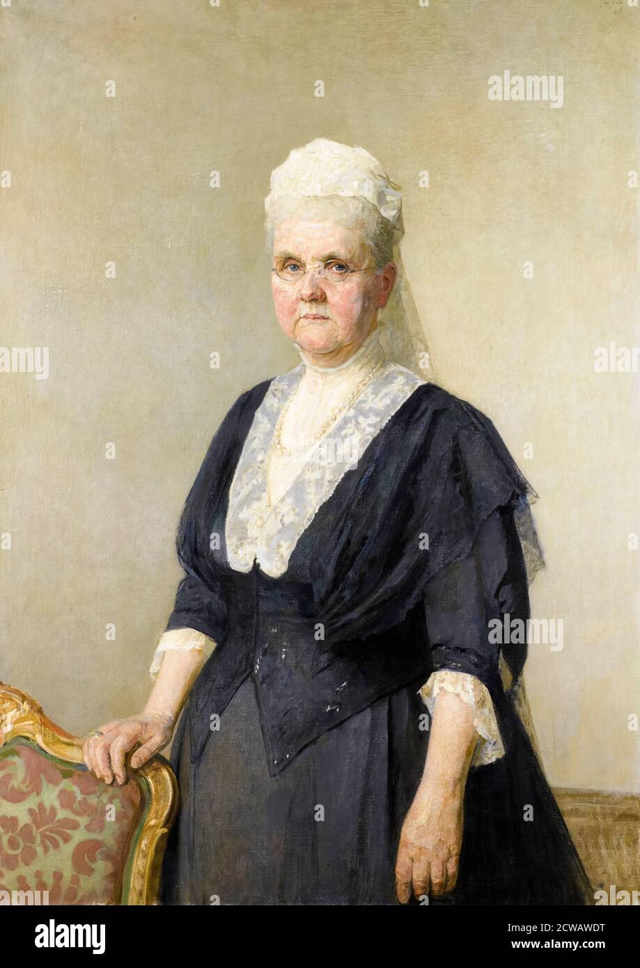 Emma of Waldeck and Pyrmont (1858-1934), Queen Consort of the Netherlands, portrait painting by Jan Veth, 1918 Stock Photo