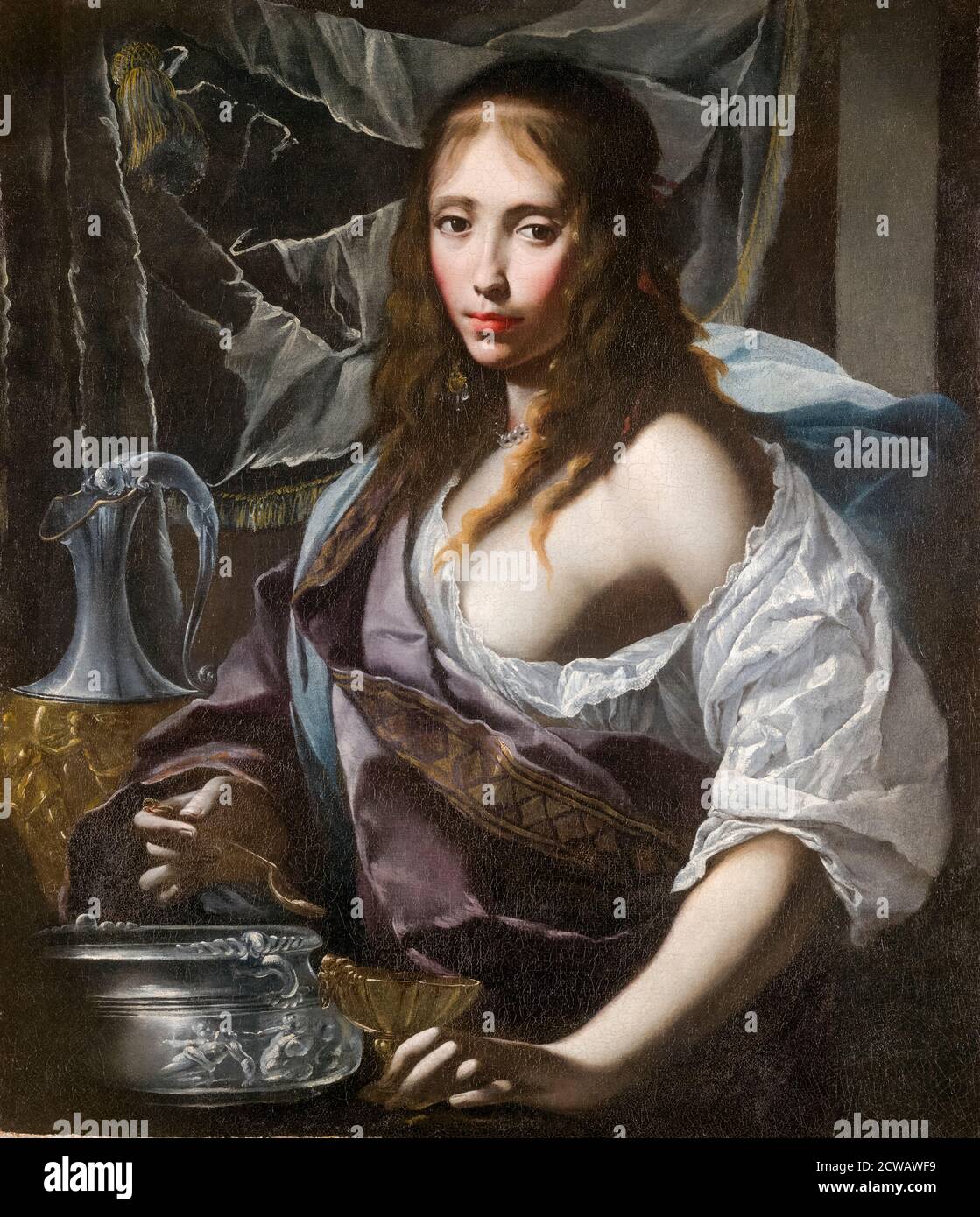 Artemisia prepares to drink the ashes of her husband Mausolus, painting by Francesco Furini, circa 1630 Stock Photo