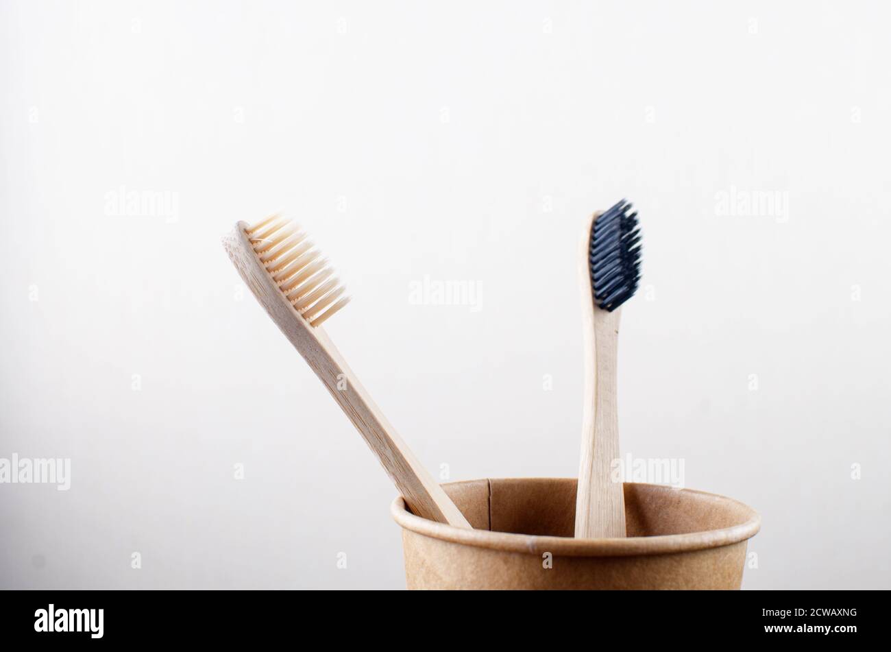 Natural organic ECO friendly wooden bamboo toothbrushes in craft paper ...