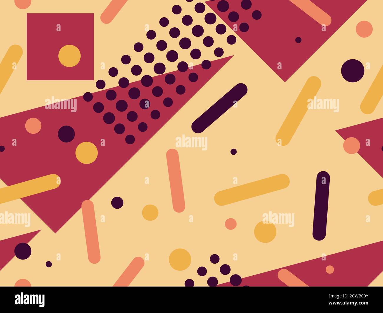 Geometric seamless pattern with triangles and dots. Memphis style ...