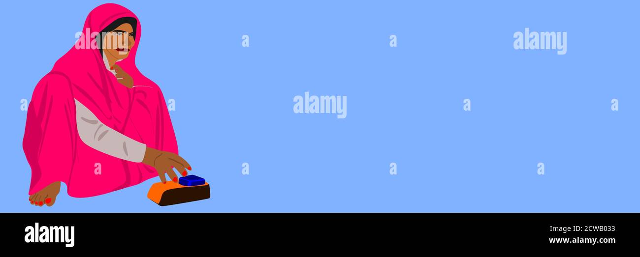 an-indian-village-woman-giving-thumb-impression-on-digital-thumb-pad